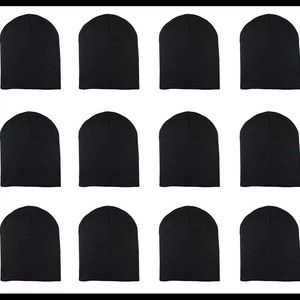 12 black beanies knit beanie hat ski cap warm gift